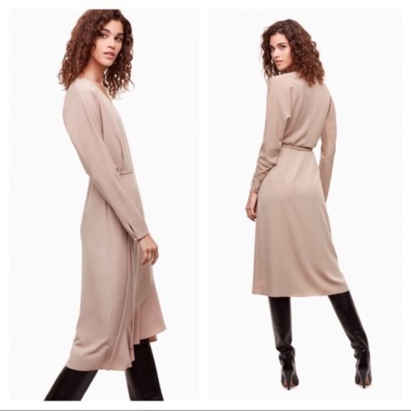 Aritzia Wilfred Wrap Midi Dress in Nude - Picture 2 of 6